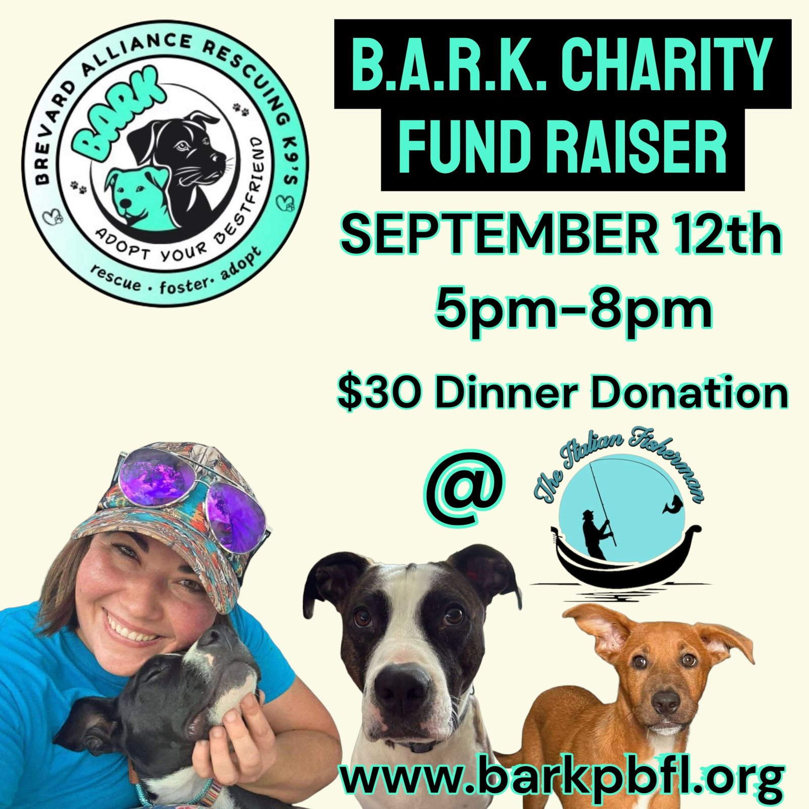 B.A.R.K. (K9 Rescue) Charity Dinner - Sep 12th FRI (5pm)