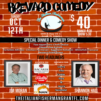 Oct 12th SUN (430pm) - BREVARD COMEDY'S Dinner & a Show